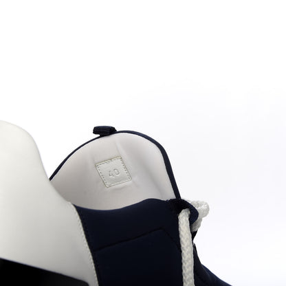 Hermes Technical Canvas Calfskin Suede Goatskin Womens Buster Sneakers 40 Marine White 9 of 10