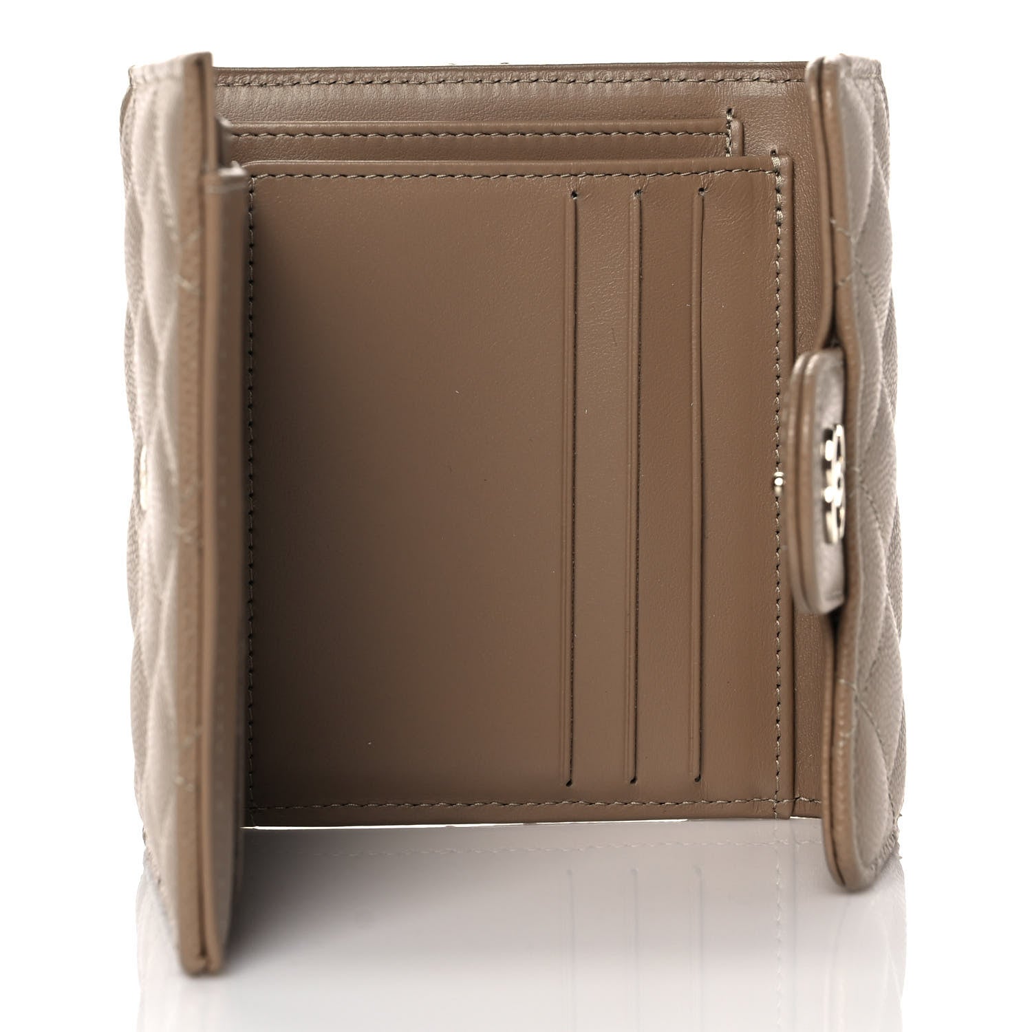 Chanel Caviar Quilted Compact Flap Wallet Dark Beige 5 of 10