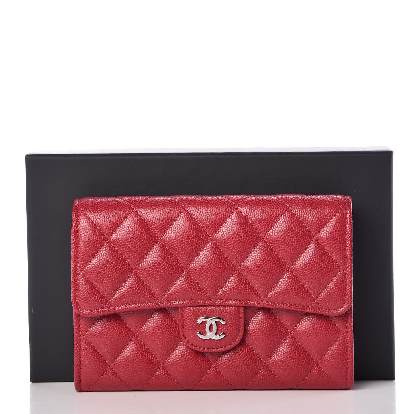 Caviar Quilted Medium Flap Wallet Pink