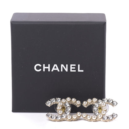 Chanel Crystal Pearl CC Dazzling Domino Earrings Gold 3 of 5