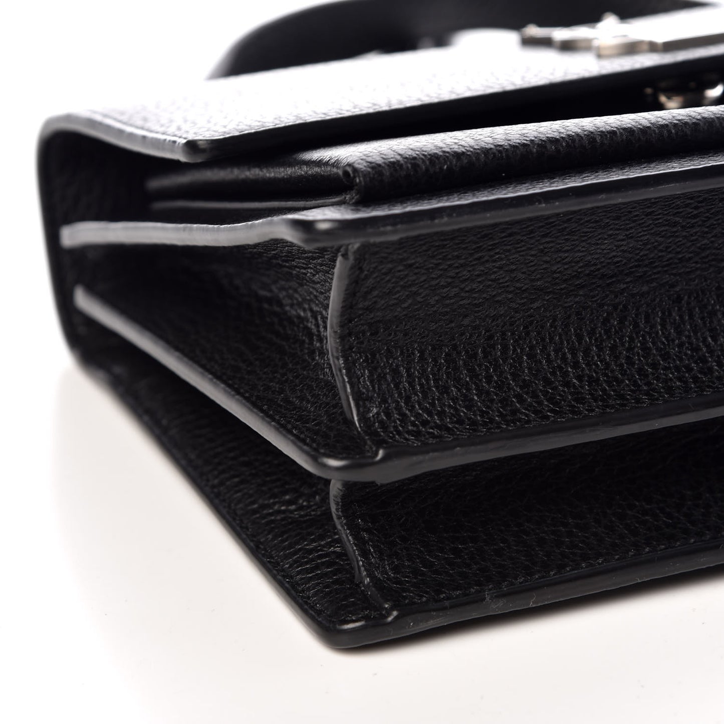 Grained Calfskin Medium Monogram Sunset Satchel Black