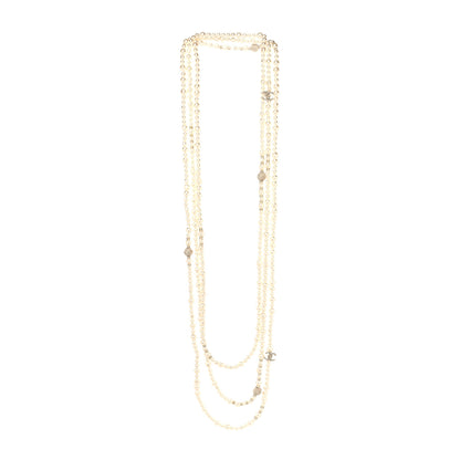 Chanel Crystal Pearl CC Long Necklace Gold 3 of 4