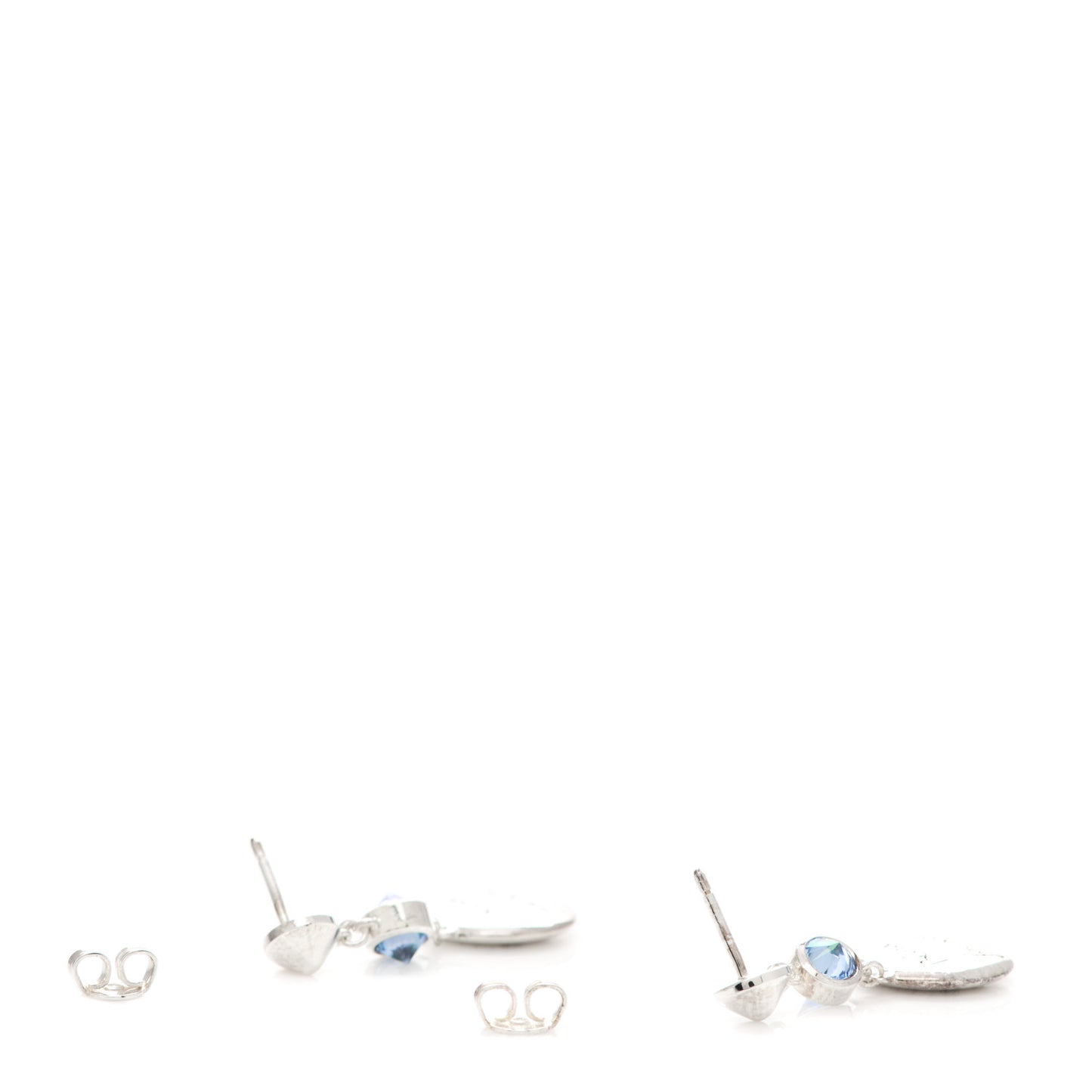 Sterling Silver Blind for Love Blue Cubic Zirconia Cat Drop Earrings
