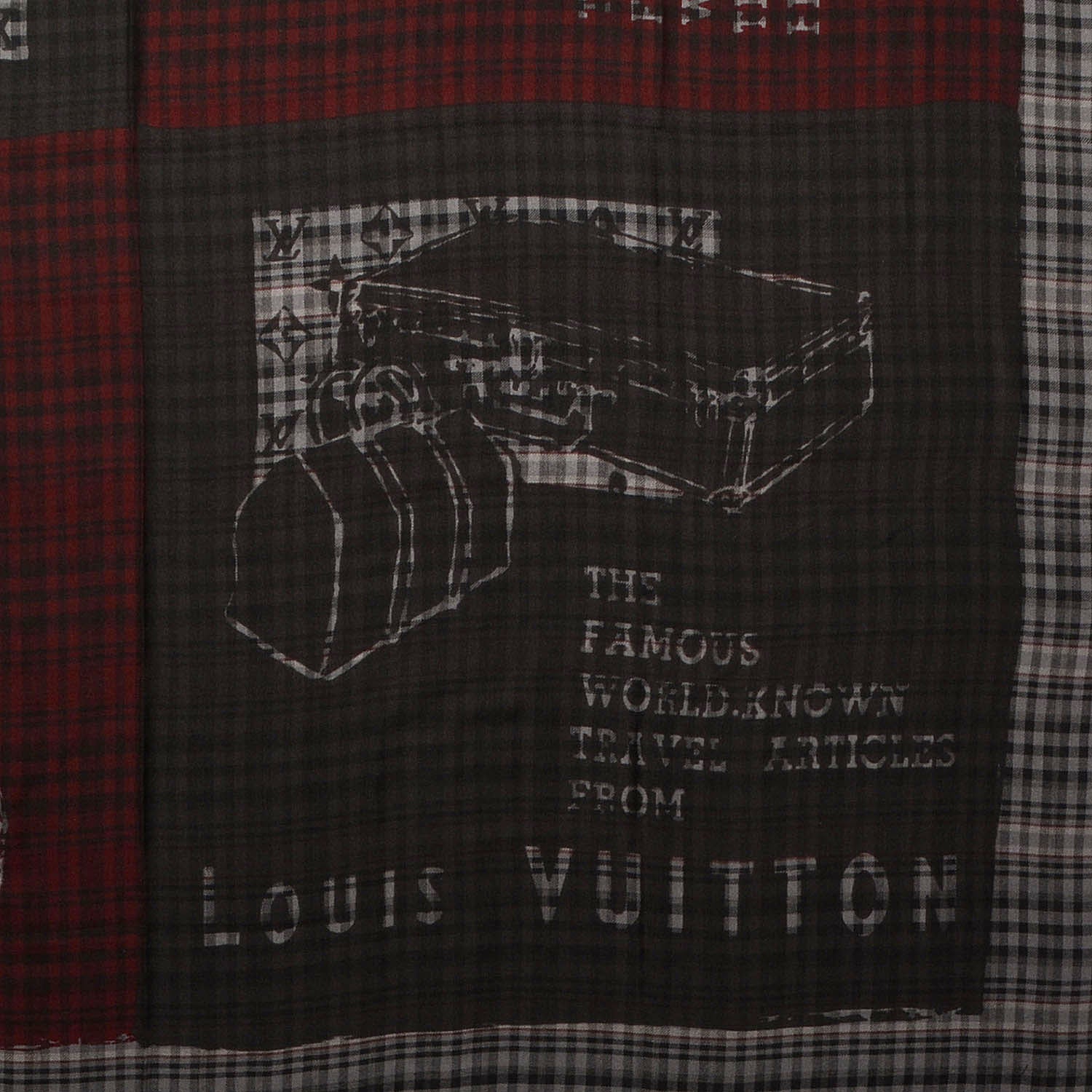 Louis Vuitton Mens Fleece Wool Silk Trunks Shawl Gris Rouge 1 of 5