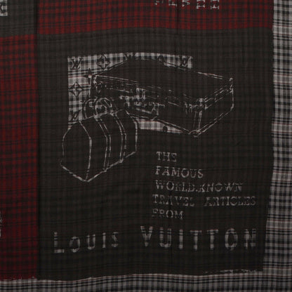 Louis Vuitton Mens Fleece Wool Silk Trunks Shawl Gris Rouge 1 of 5