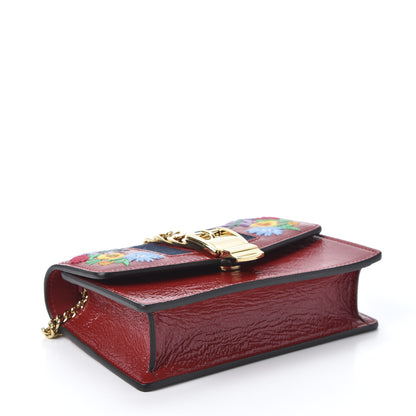 Gucci Patent Embroidered Super Mini Sylvie Chain Shoulder Bag Hibiscus Red 3 of 10