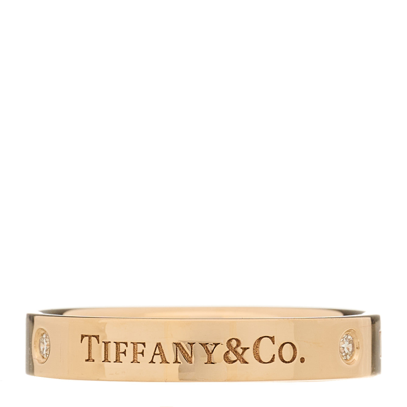 18K Rose Gold Diamond Logo Band Ring 60 9.25