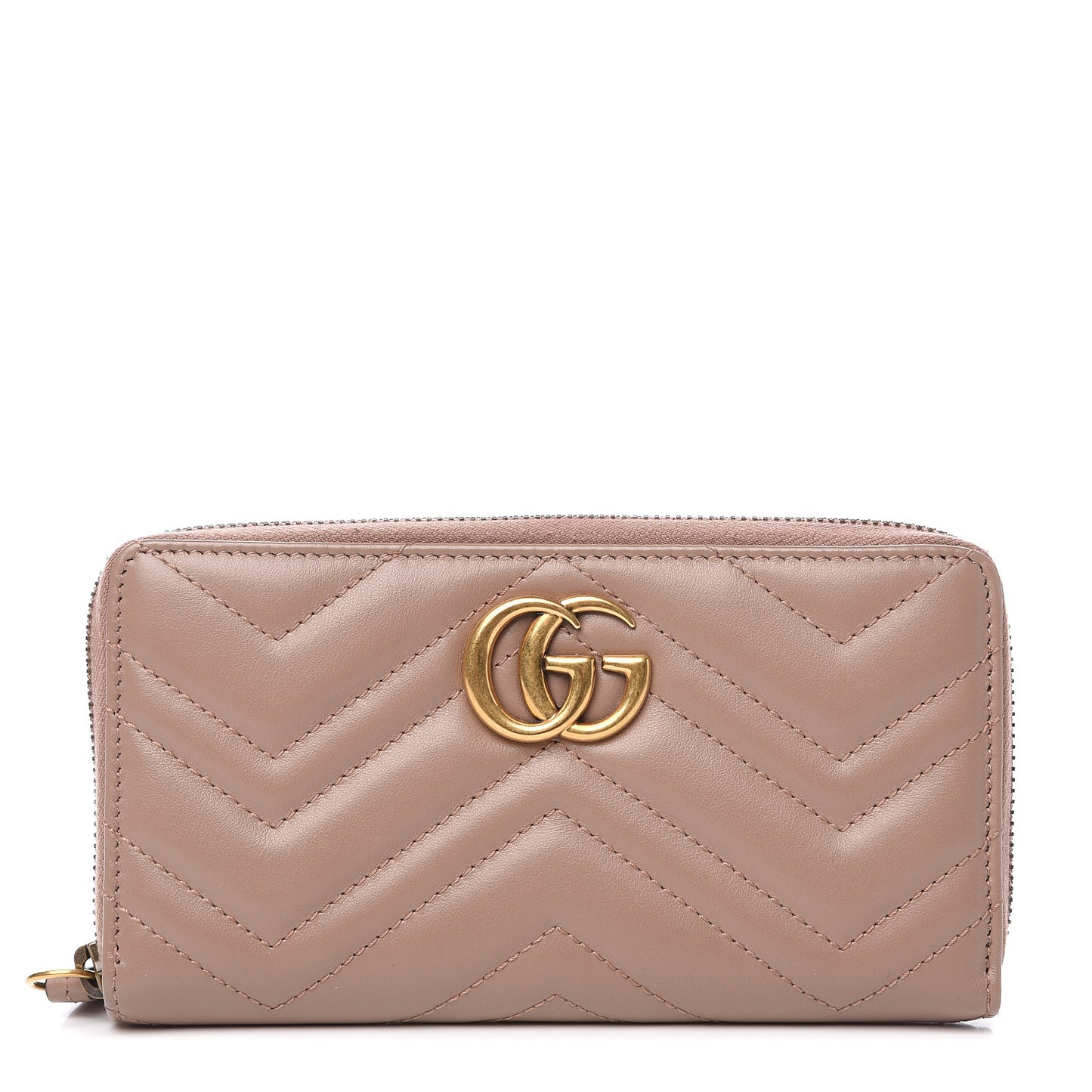 Calfskin Matelasse GG Marmont Zip Around Wallet Porcelain Rose