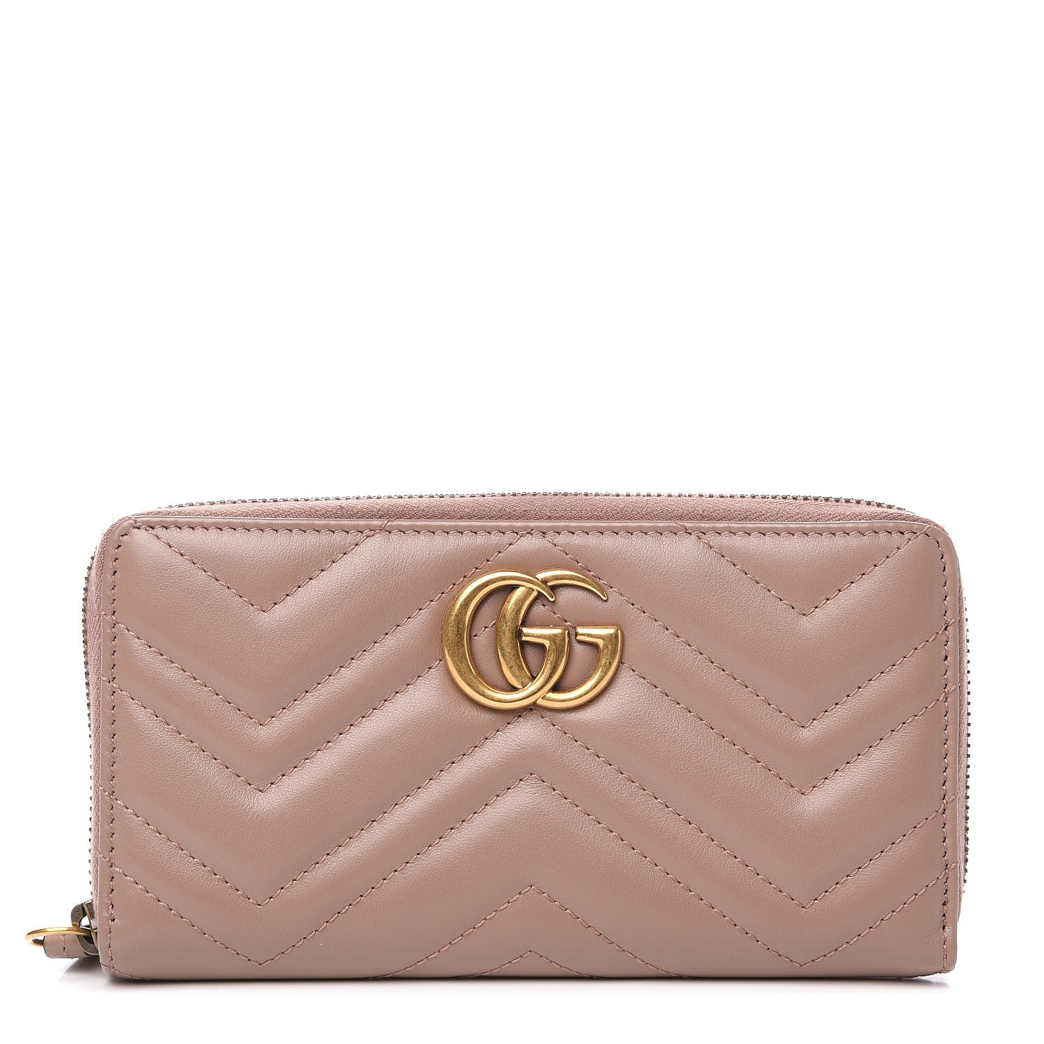 Gucci Calfskin Matelasse GG Marmont Zip Around Wallet Porcelain Rose 1 of 10