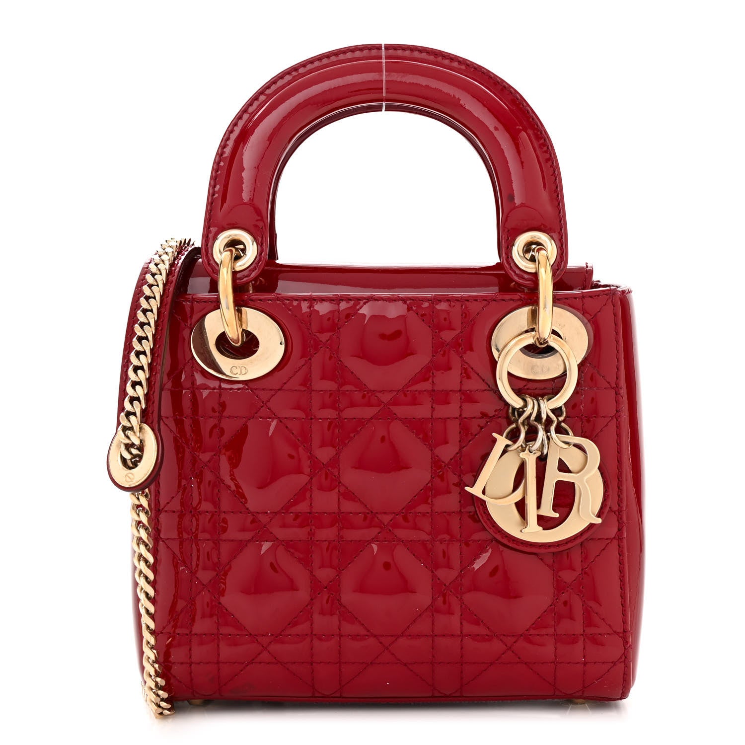 Christian Dior Patent Cannage Mini Lady Dior Red 1 of 11