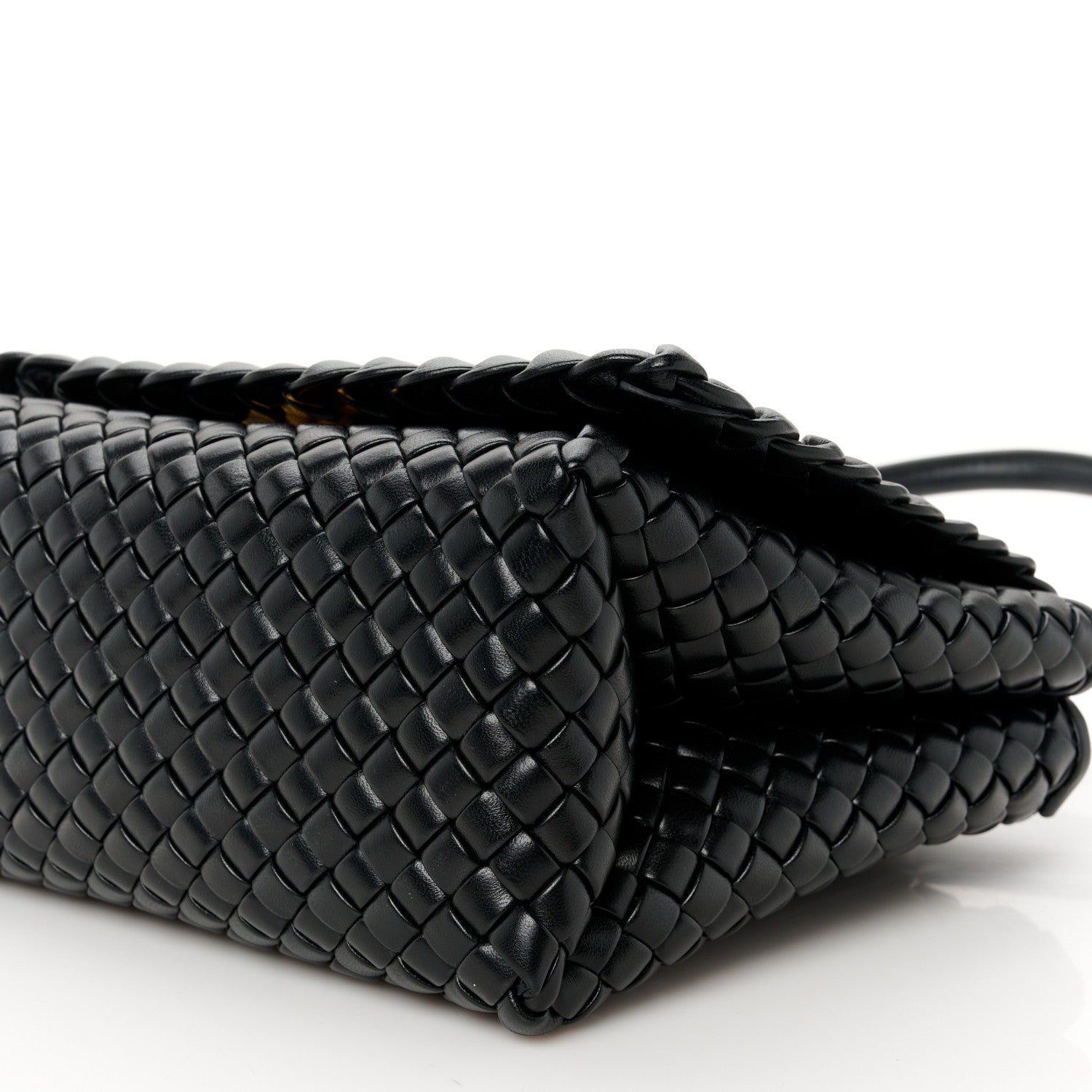 Bottega Veneta Nappa Intrecciato Patti Top Handle Bag Black