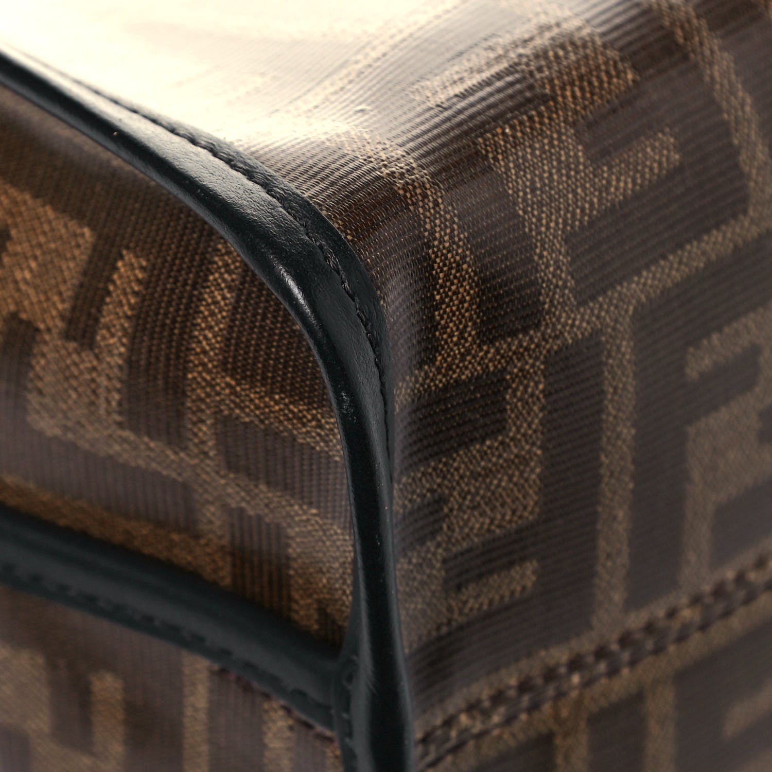 Fendi Glazed Fabric Vitello Century FF 1974 Stamp Patch Mini Peekaboo Defender Cover Mogano Panna Black 13 of 16