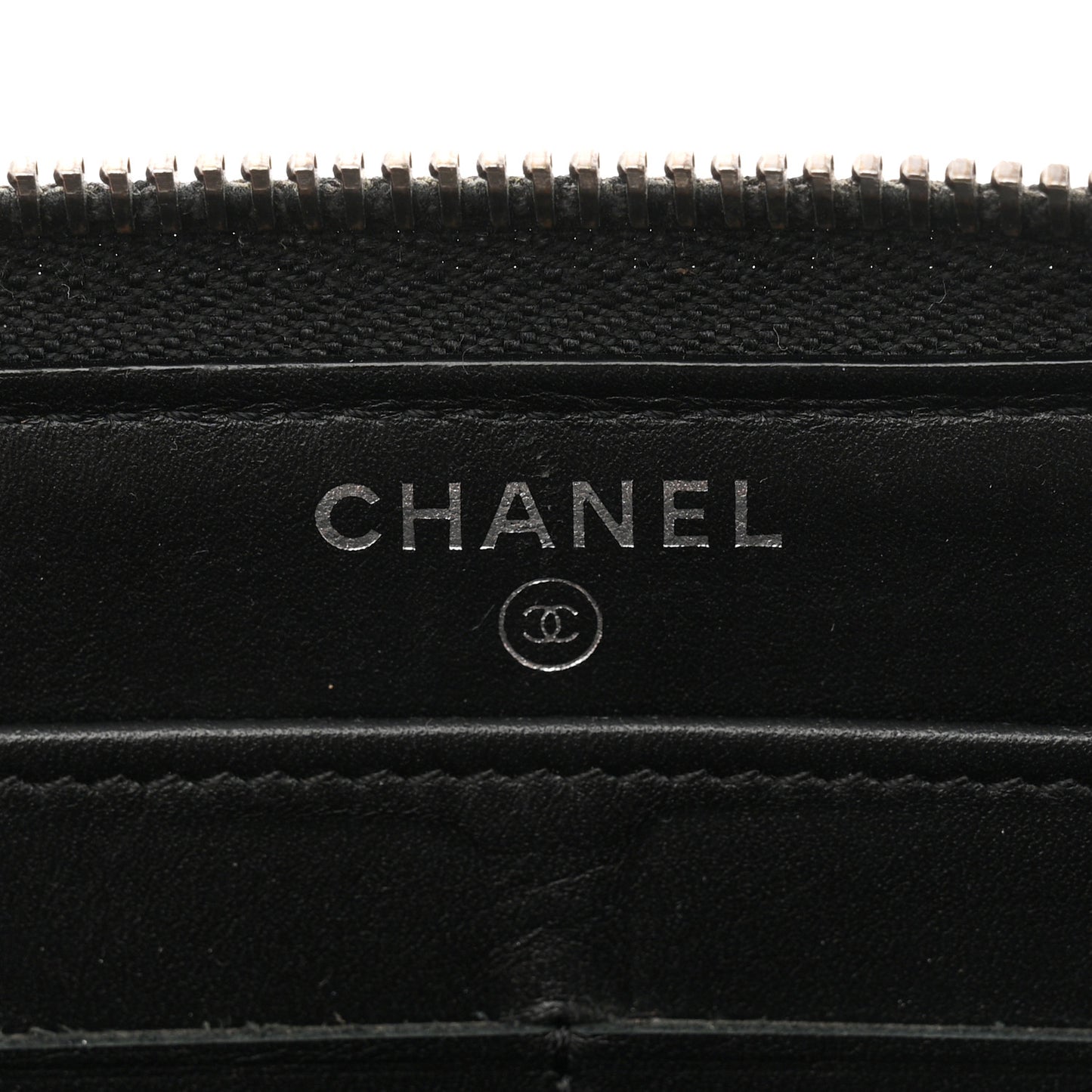 Glazed Calfskin Quilted Small Coco Boy Zip Around Wallet Black