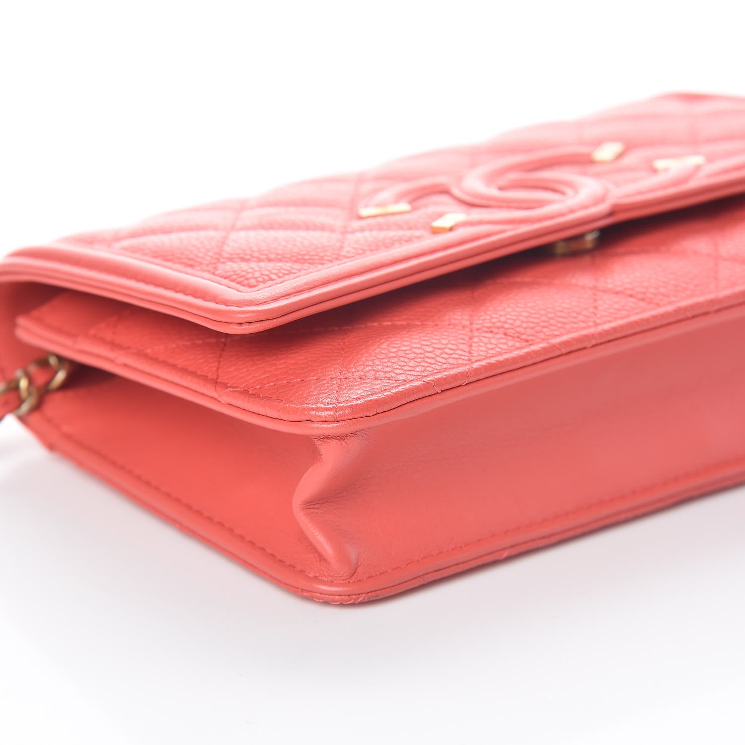 Chanel Caviar Quilted CC Filigree Wallet On Chain WOC Red 8 of 11