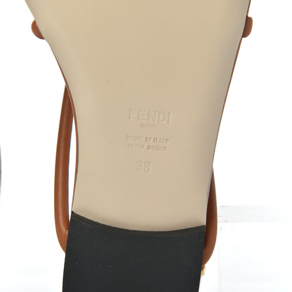 Fendi Calfskin FF Woven Ankle Wrap Flat Sandals 38 Brandy Camelia 7 of 8