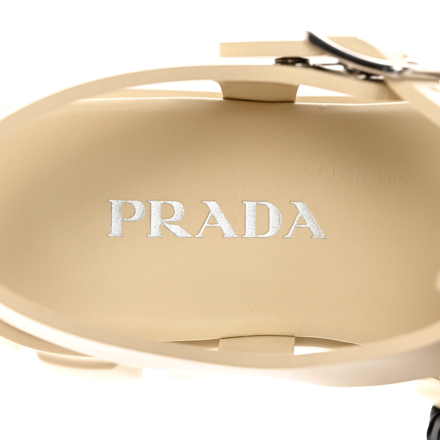 Prada Foam Rubber Metal Triangle Logo Monolith 55mm Cage Sandals 41 Quarzo 8 of 14