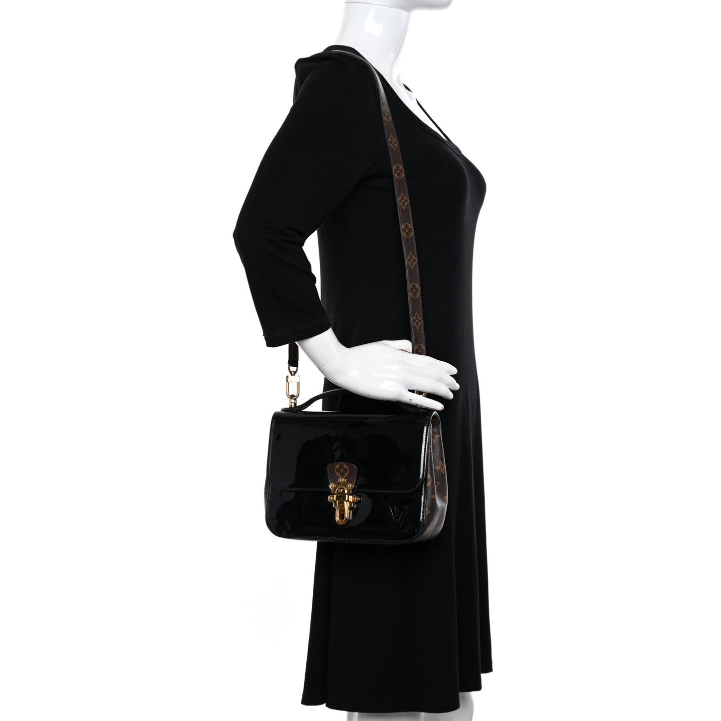 Patent Calfskin Monogram Cherrywood PM Black