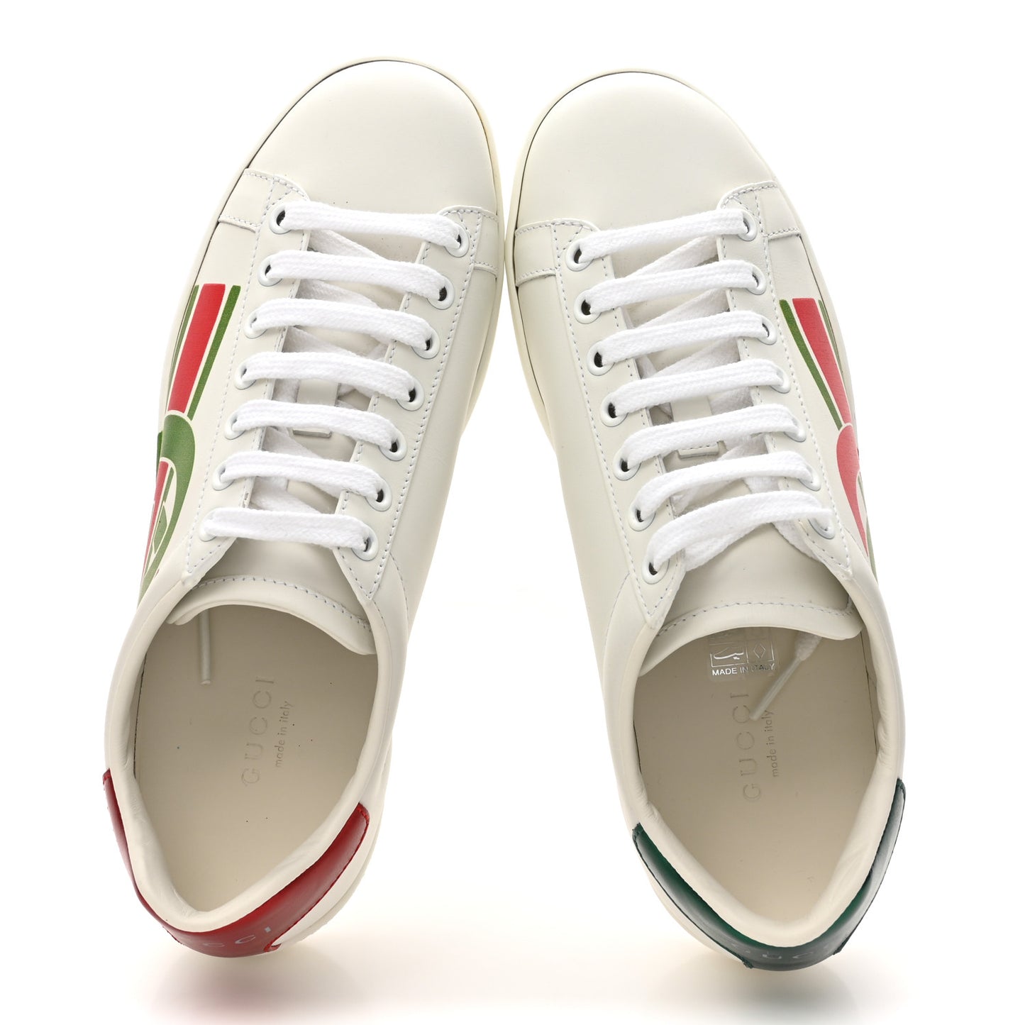 Calfskin Interlocking G Womens New Ace Sneakers 35.5 White Red Flame Green