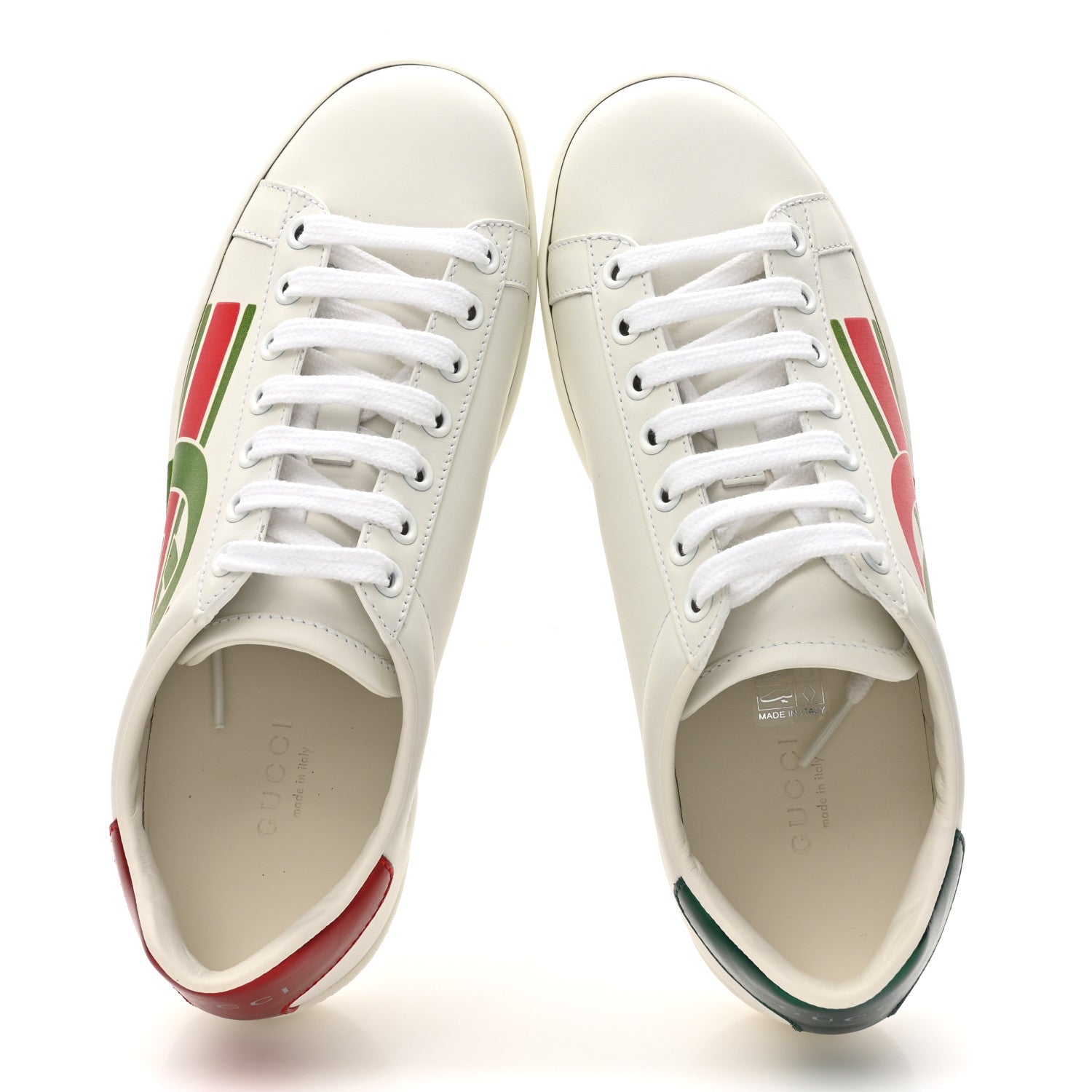 Gucci Calfskin Interlocking G Womens New Ace Sneakers 35.5 White Red Flame Green 2 of 13