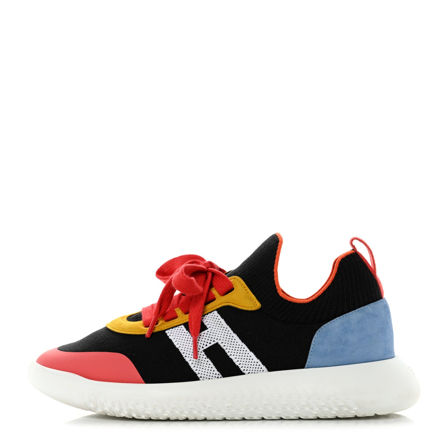 Hermes Knit Suede Goatskin Womens Crew Sneakers 38 Multicolor 1 of 8