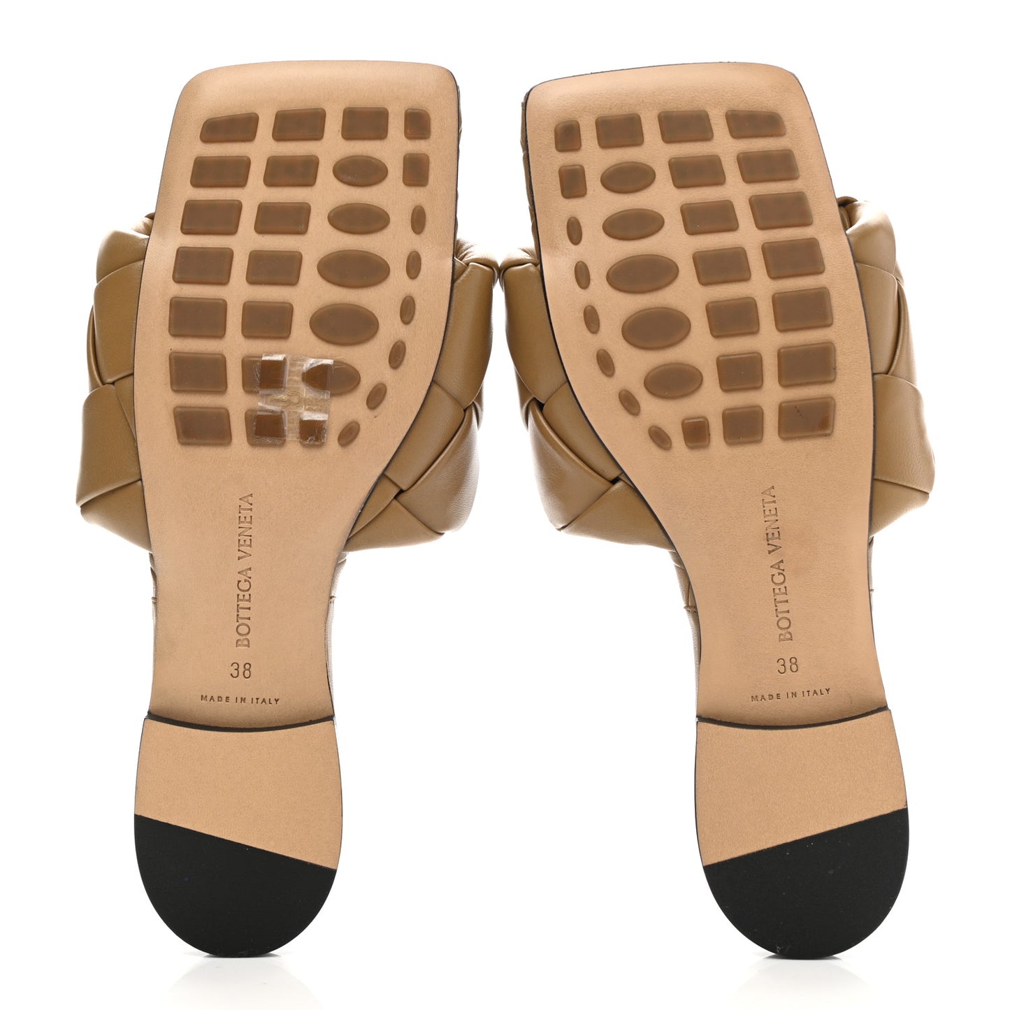 Nappa Maxi Intrecciato Lido Flat Sandals 38 Tan