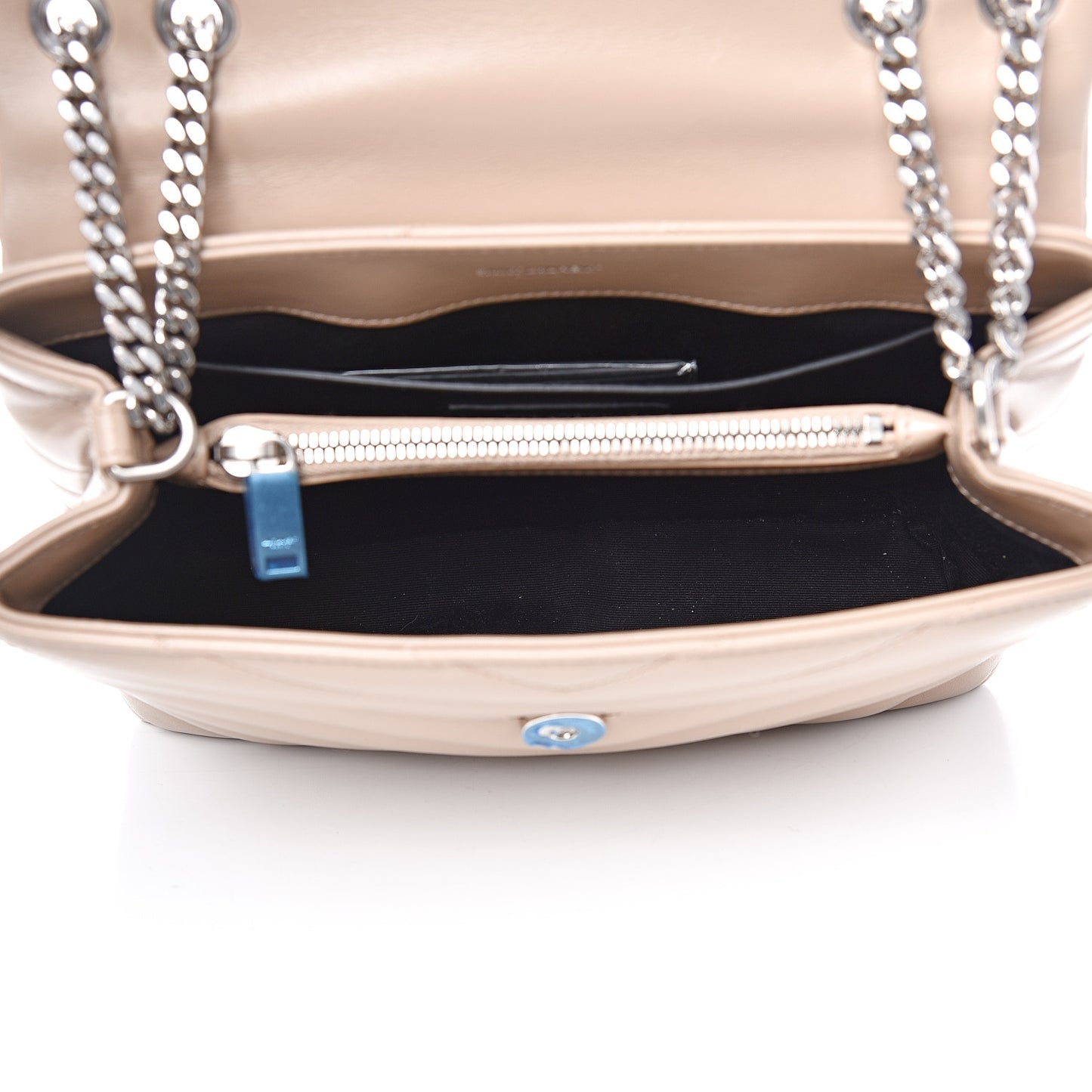 Calfskin Y Quilted Monogram Small Loulou Chain Satchel Nude Powder