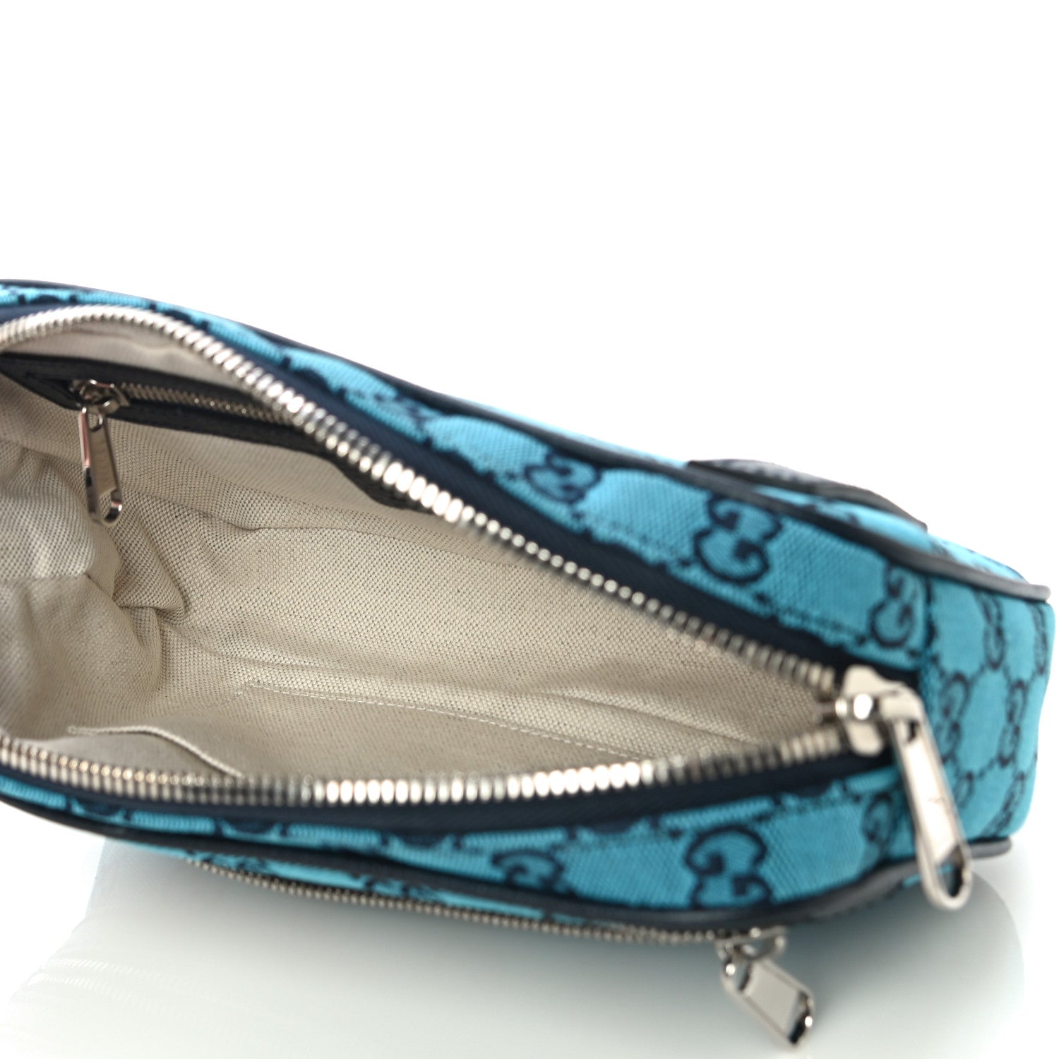 Gucci Monogram Multicolor Textured Calfskin Retro Interlocking G Belt Bag Light Blue 4 of 10