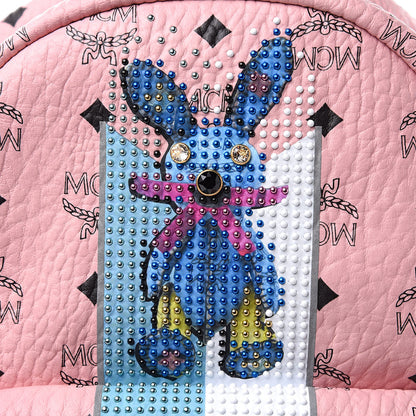 MCM Visetos Small Studded Stark Rabbit Backpack Pink 7 of 9