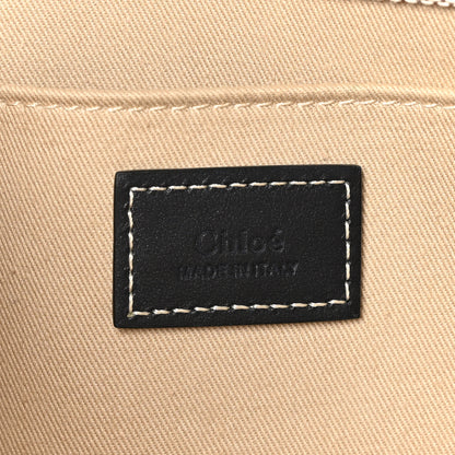 Chloe Cotton Calfskin Large Woody Ribbon Tote White Black 6 of 10