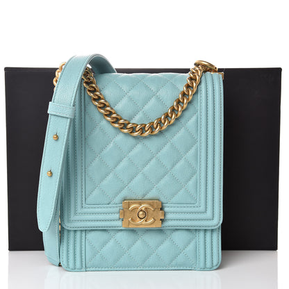 Chanel Caviar Quilted North South Boy Flap Light Blue 10 of 10