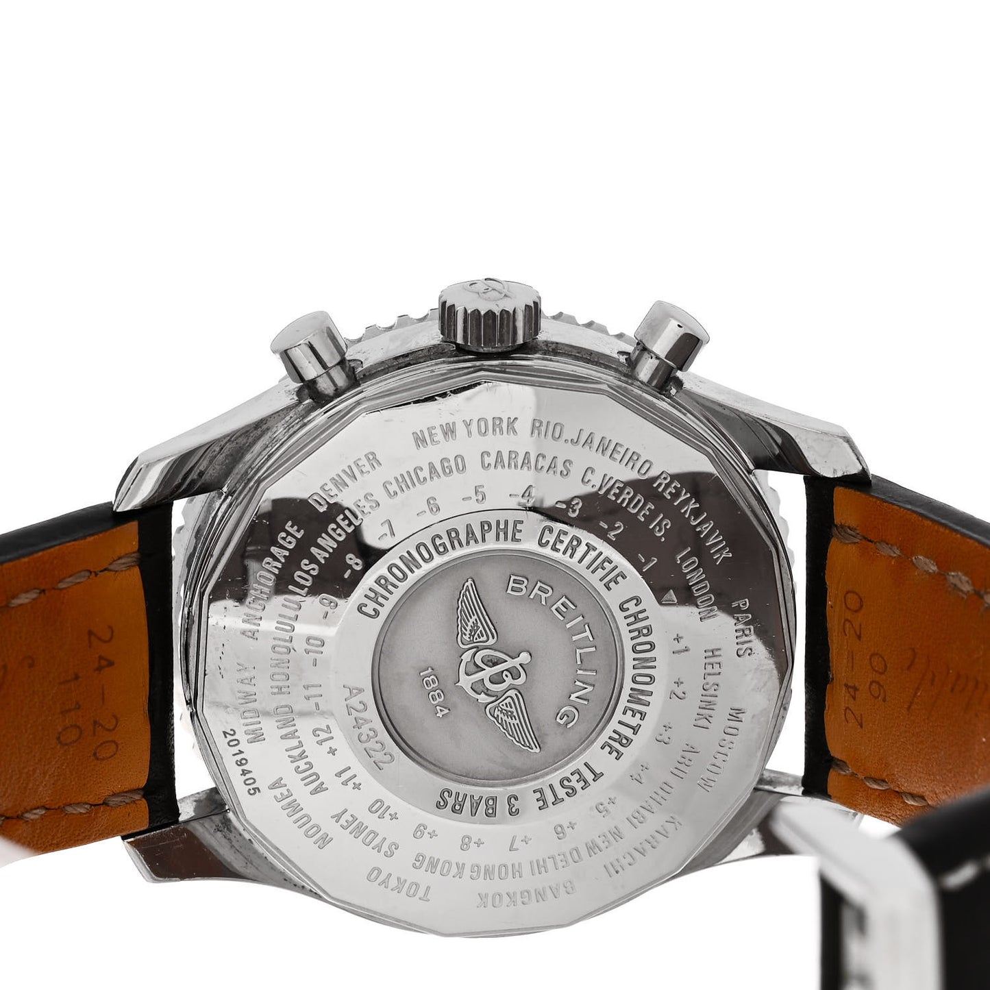 Stainless Steel Calfskin 46mm 1884 Chronometre Navitimer Automatic Watch Black A24322