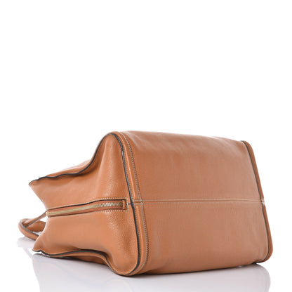 Alexander McQueen Pebbled Calfskin Large Skull Padlock Zip Around Tote Camel 4 of 24