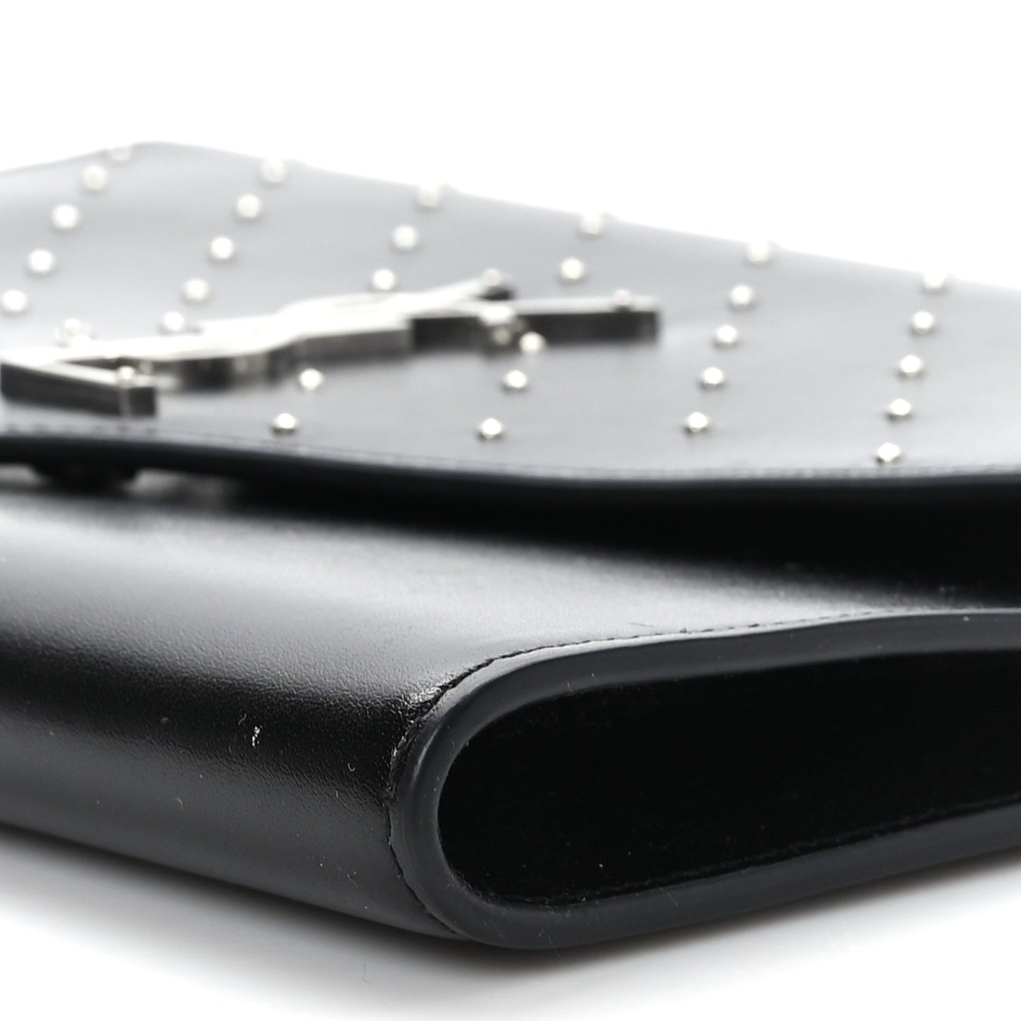 Smooth Calfskin Studded Cassandre Flap Pouch Black