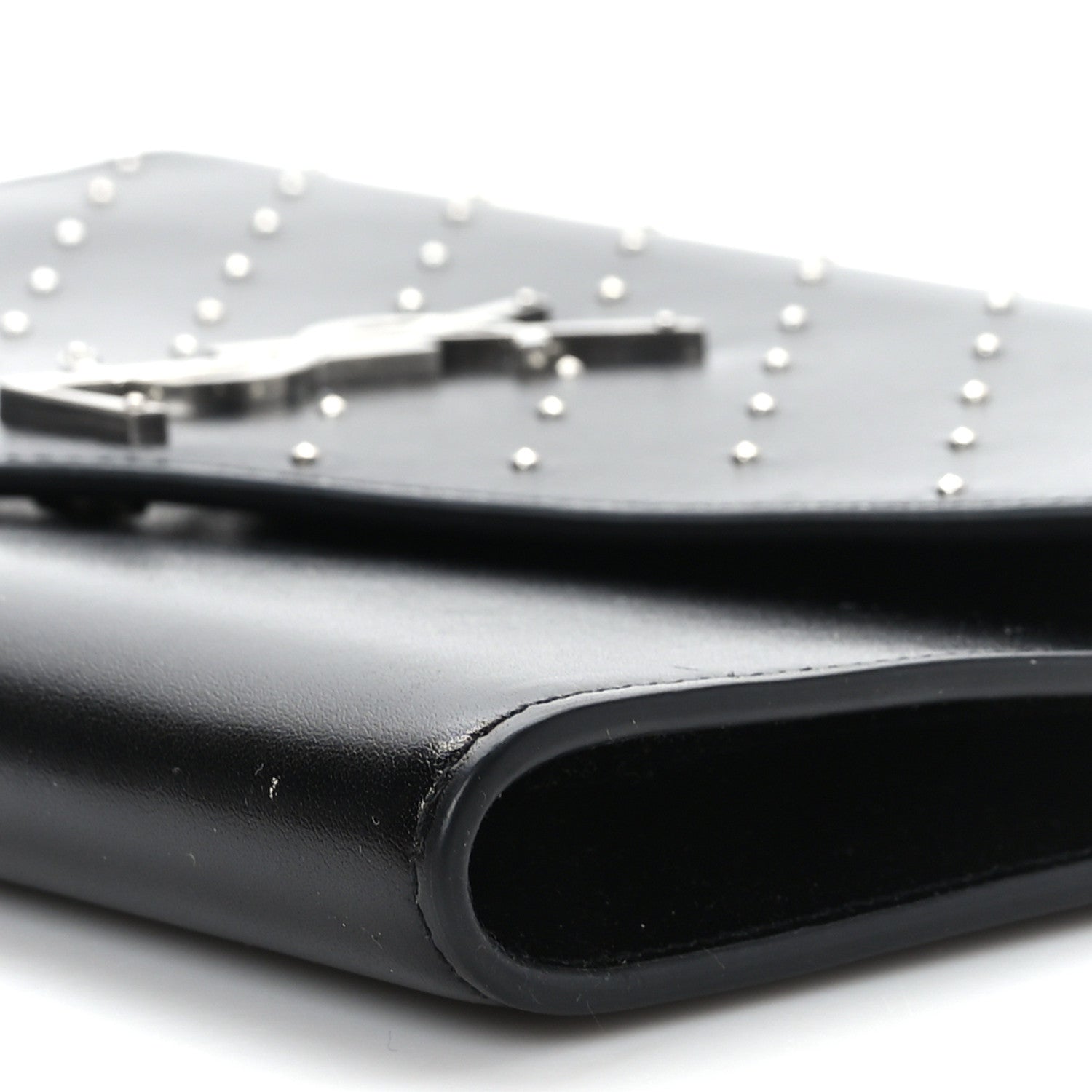 Saint Laurent Smooth Calfskin Studded Cassandre Flap Pouch Black 9 of 9