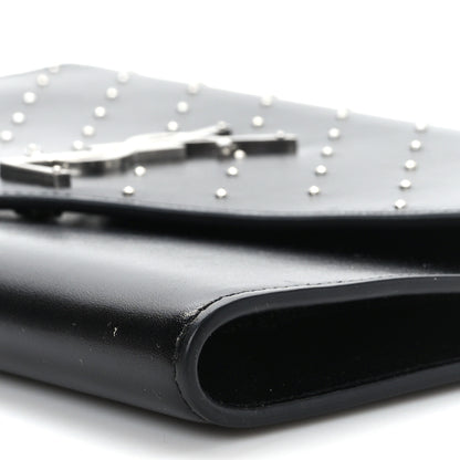 Saint Laurent Smooth Calfskin Studded Cassandre Flap Pouch Black 9 of 9