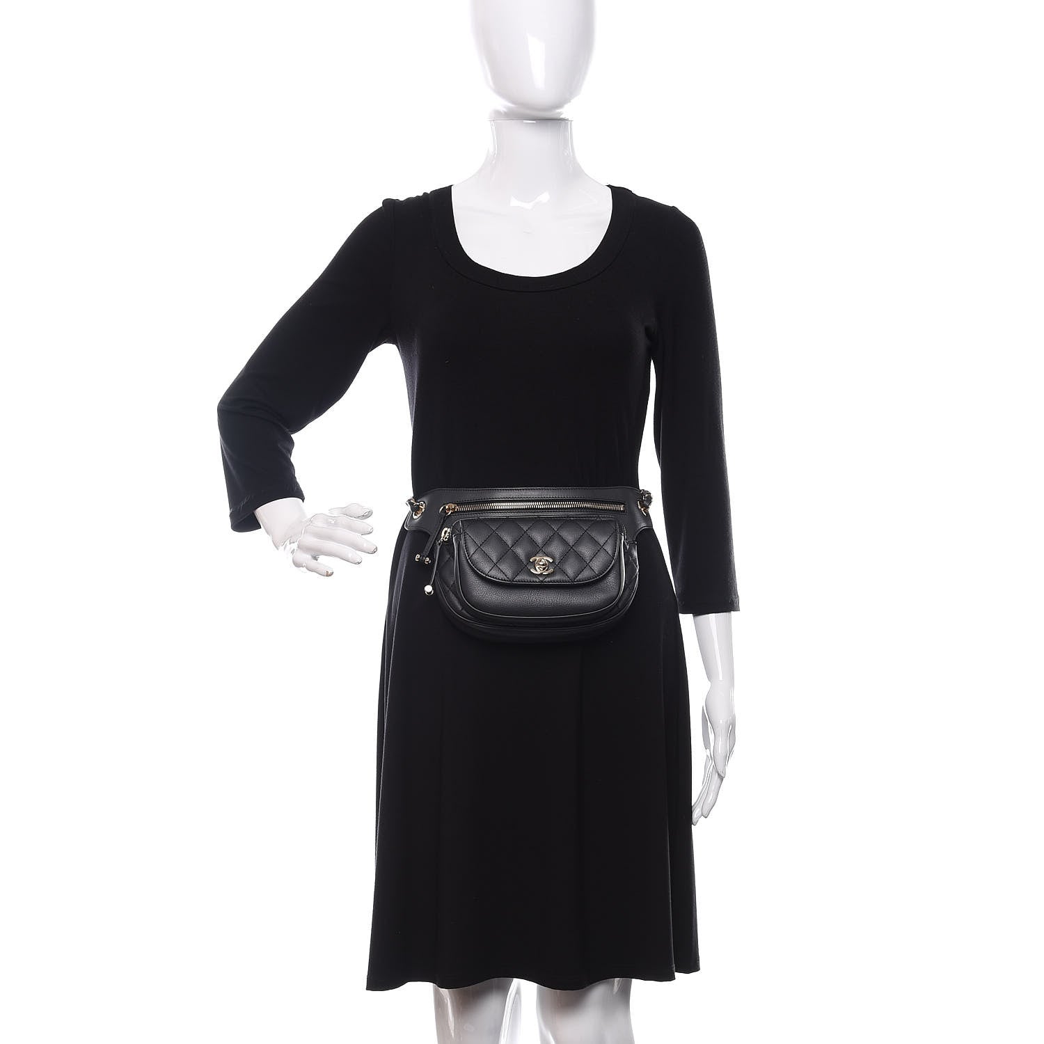 Chanel Calfskin Flap Chain Waist Bag Black 2 of 11