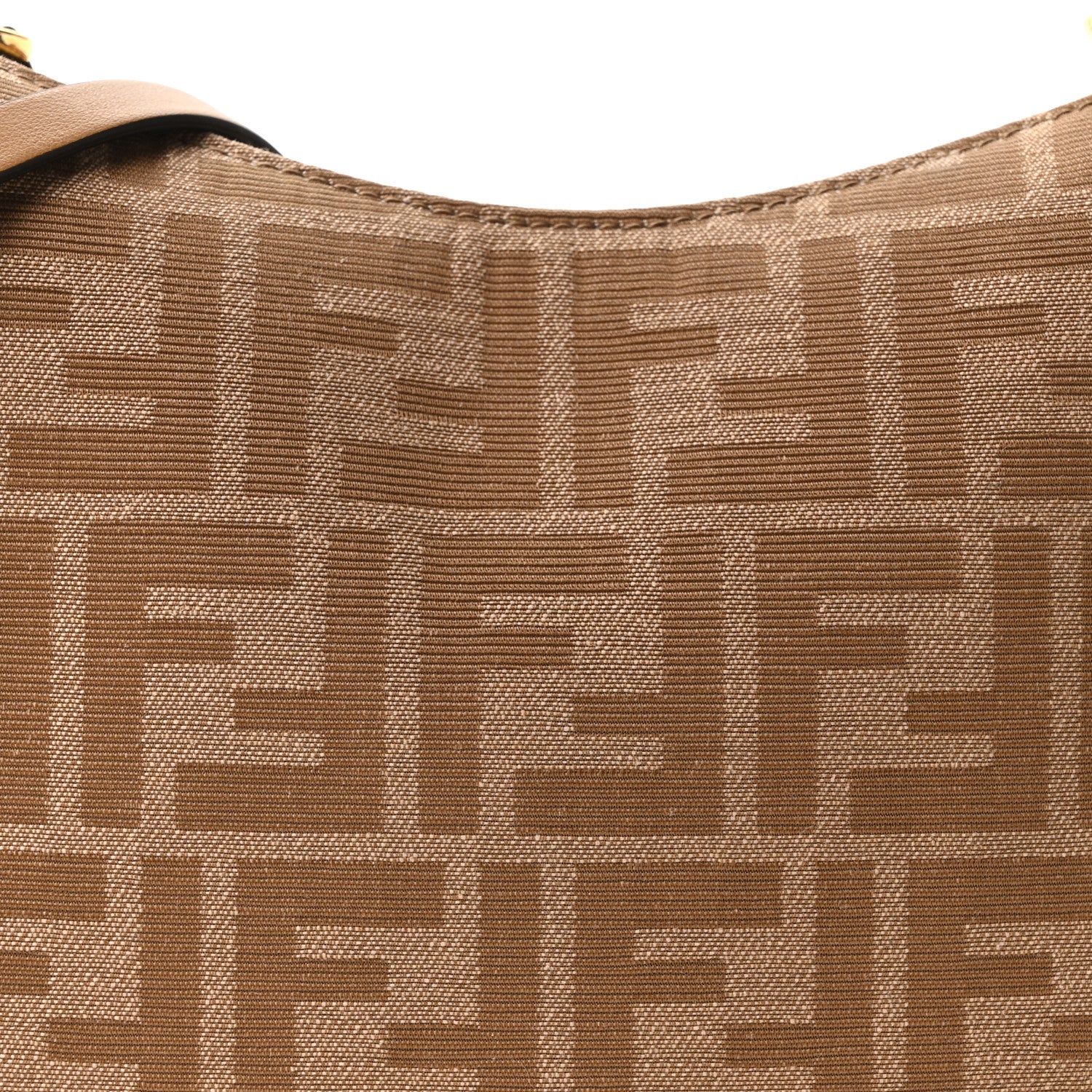 Fendi Fabric Jacquard Vitello Grace FF 1974 Mini Fendigraphy Hobo Bag Beige 7 of 9