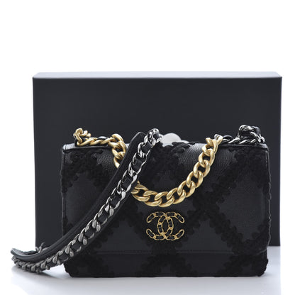 Chanel Calfskin Crochet 19 Wallet On Chain WOC Black 13 of 13