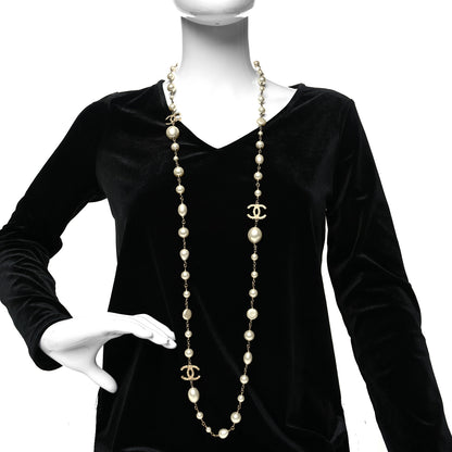 Chanel Graduated Pearl CC Long Necklace Gold 2 of 5