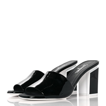 Chanel Patent CC Mules 37 Black White 3 of 9