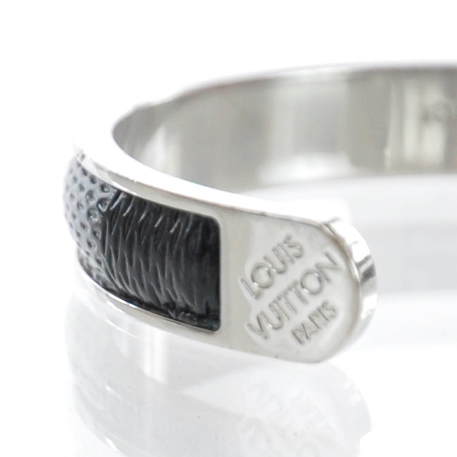 Louis Vuitton Mens Damier Embossed Leather and Palladium Soho Bracelet Black 3 of 6