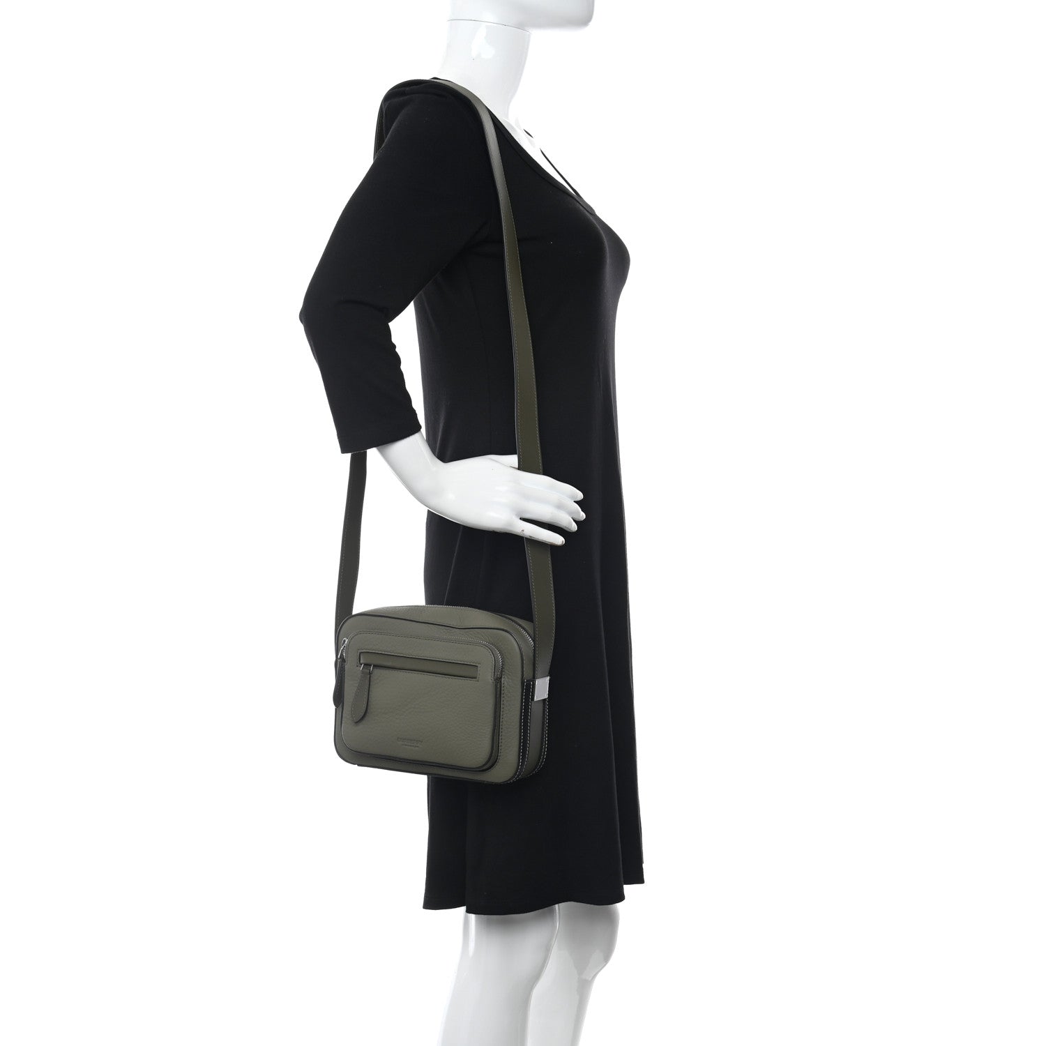 Burberry Grained Calfskin Olympia Crossbody Bag Dark Khaki Green 2 of 11