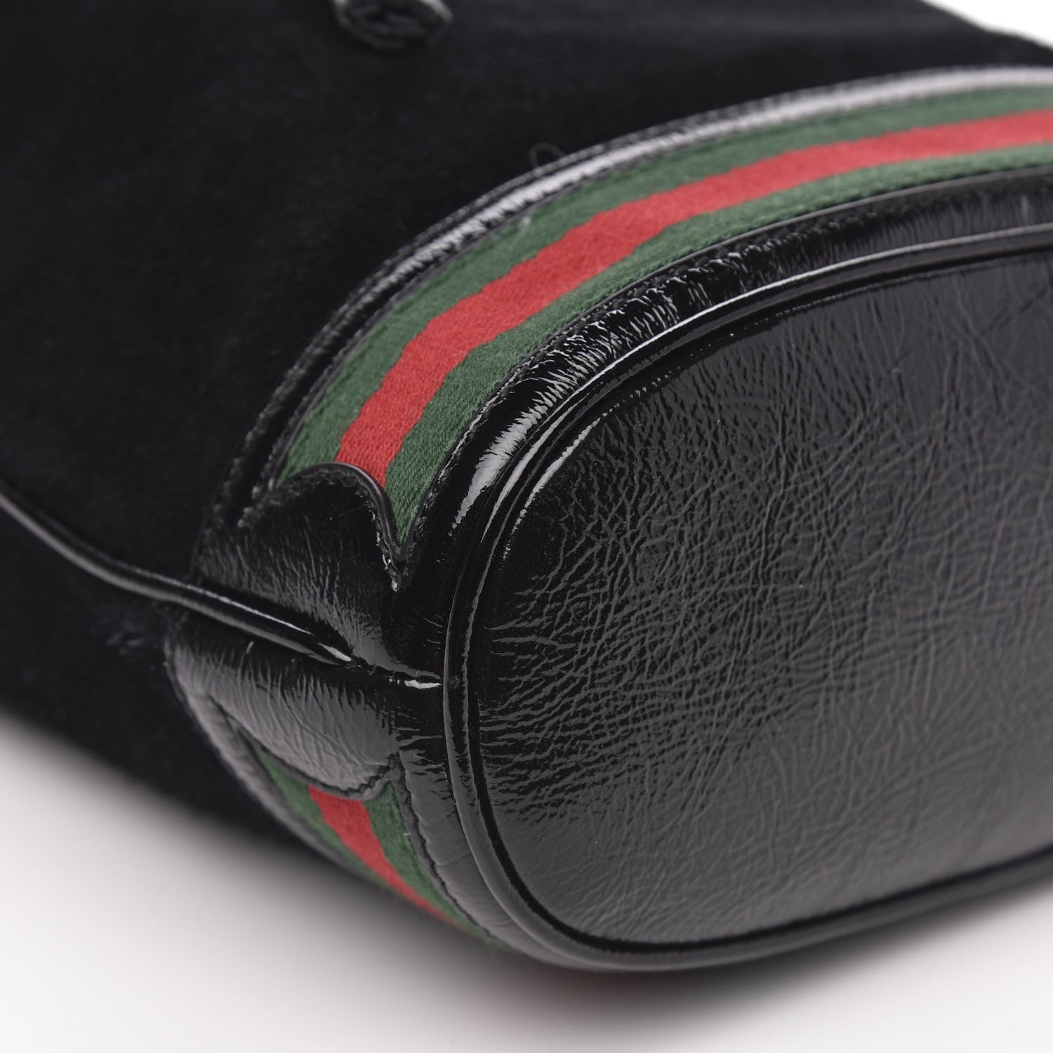 Gucci Suede Patent Web Small Ophidia Bucket Bag Black 8 of 10