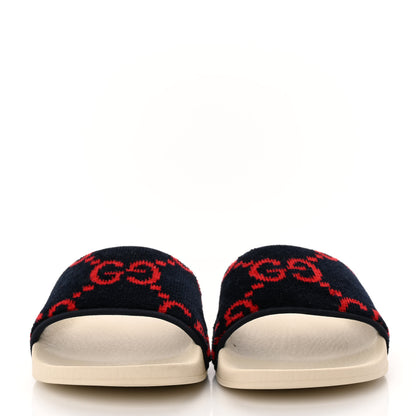 Gucci Terry Cloth GG Monogram Slide Sandals 36 Blue Red 2 of 10