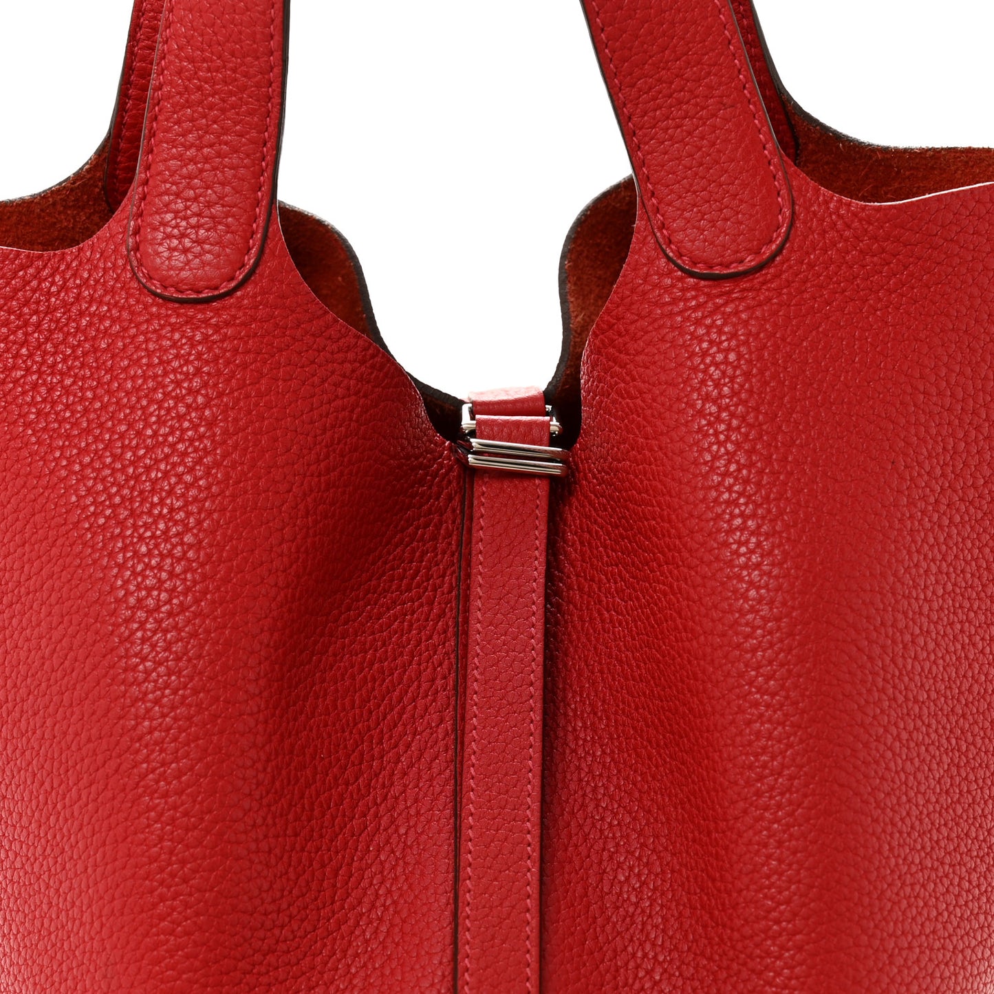 Taurillon Clemence Picotin Lock 22 MM Rouge Casaque