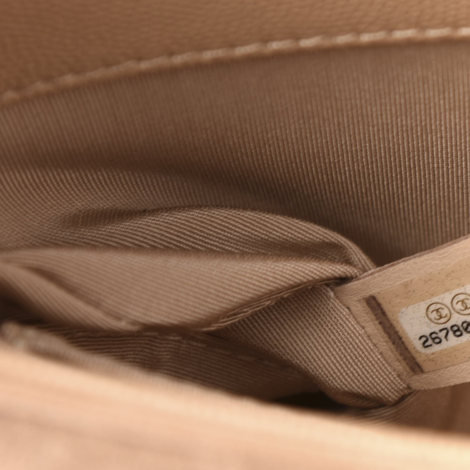 Chanel Grained Calfskin Stitched Enamel CC Flap Bag Beige 7 of 10
