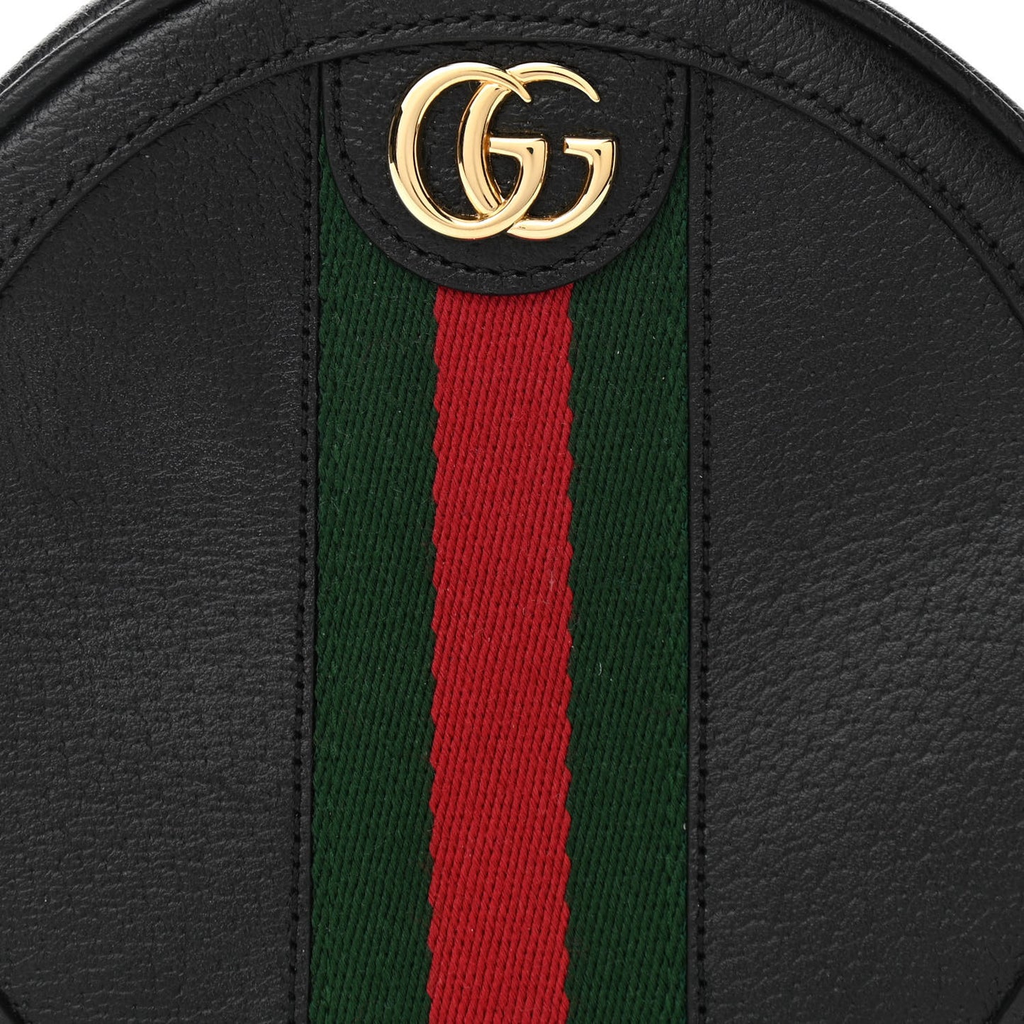 Grained Calfskin Web Mini Ophidia Round Backpack Black