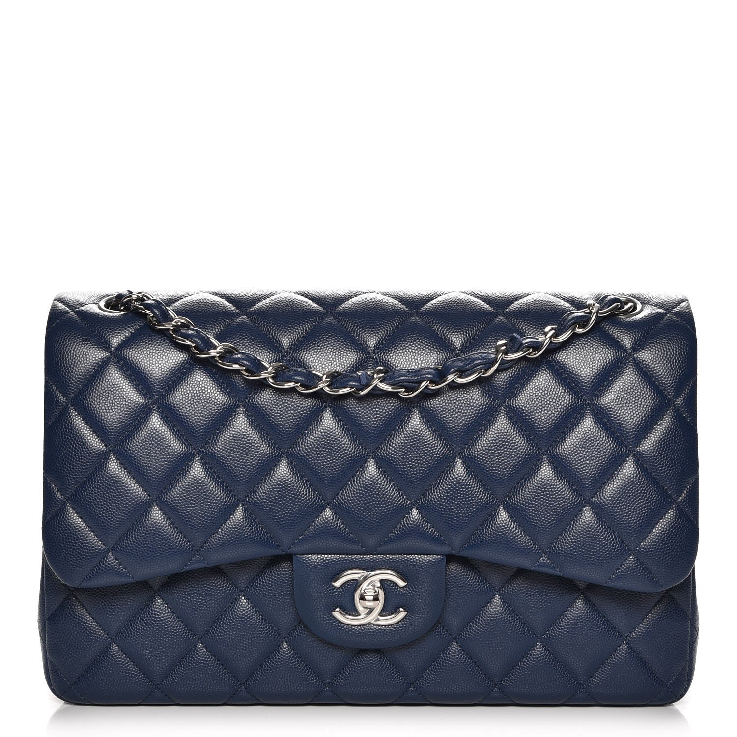 Chanel Caviar Quilted Jumbo Double Flap Navy 1 of 9