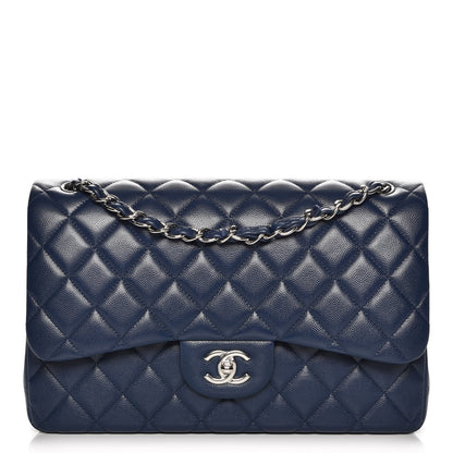 Chanel Caviar Quilted Jumbo Double Flap Navy 1 of 9