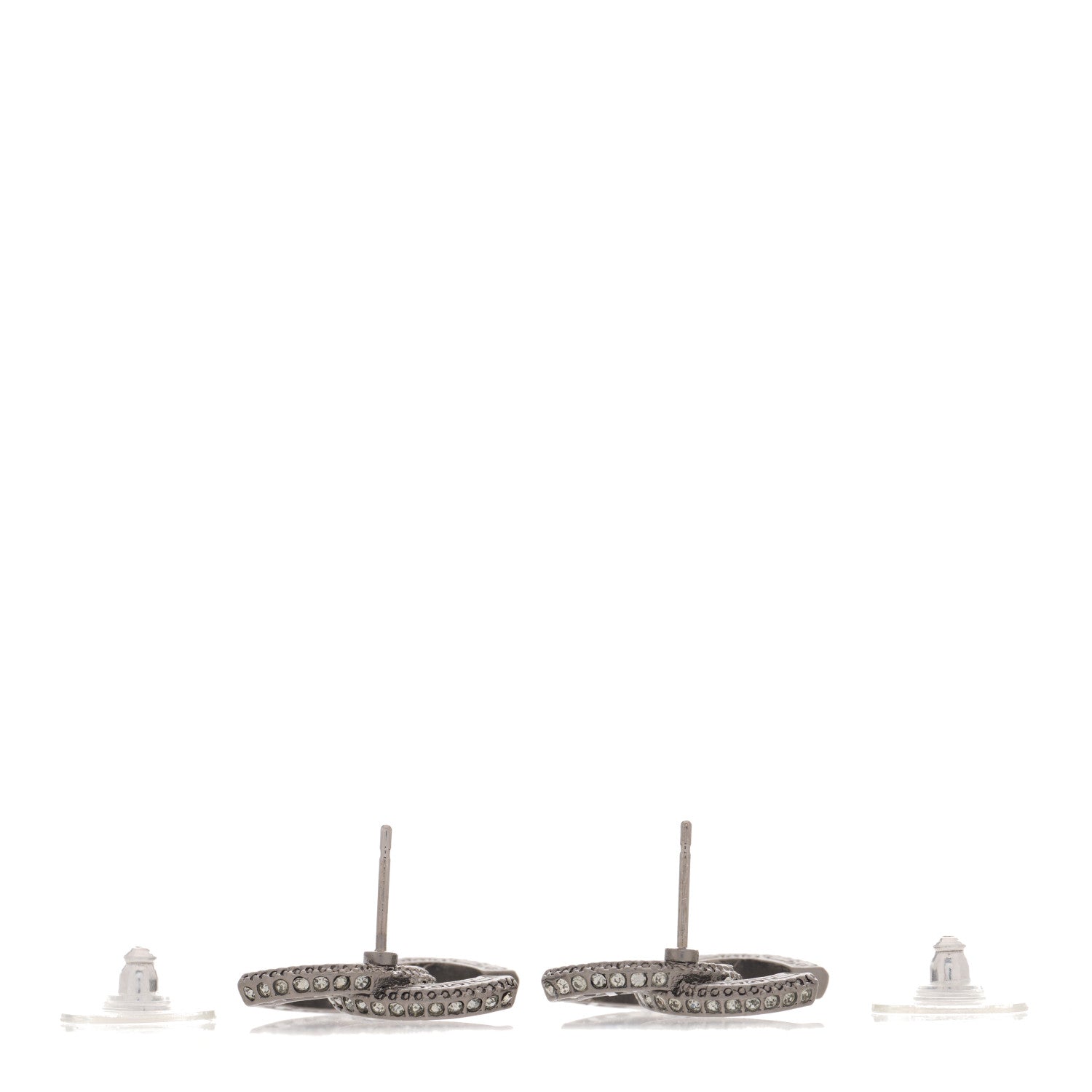 Chanel Ruthenium Crystal CC Earrings Black 2 of 3